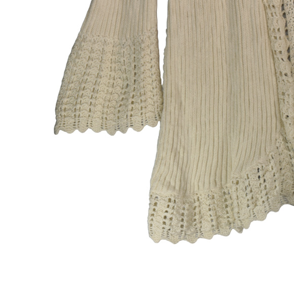 Simply Noelle Cardigan Sweater Womens Medium  Ivory Open Knit Bell Sleeves Boho - Picture 4 of 8